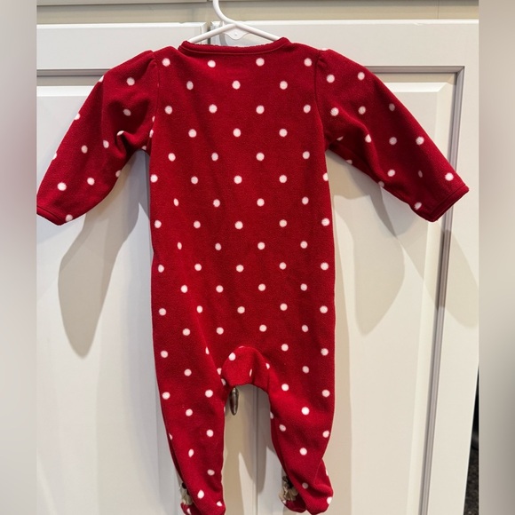 Child of Mine Red Polka Dot Reindeer Footie One Piece - Picture 3 of 5